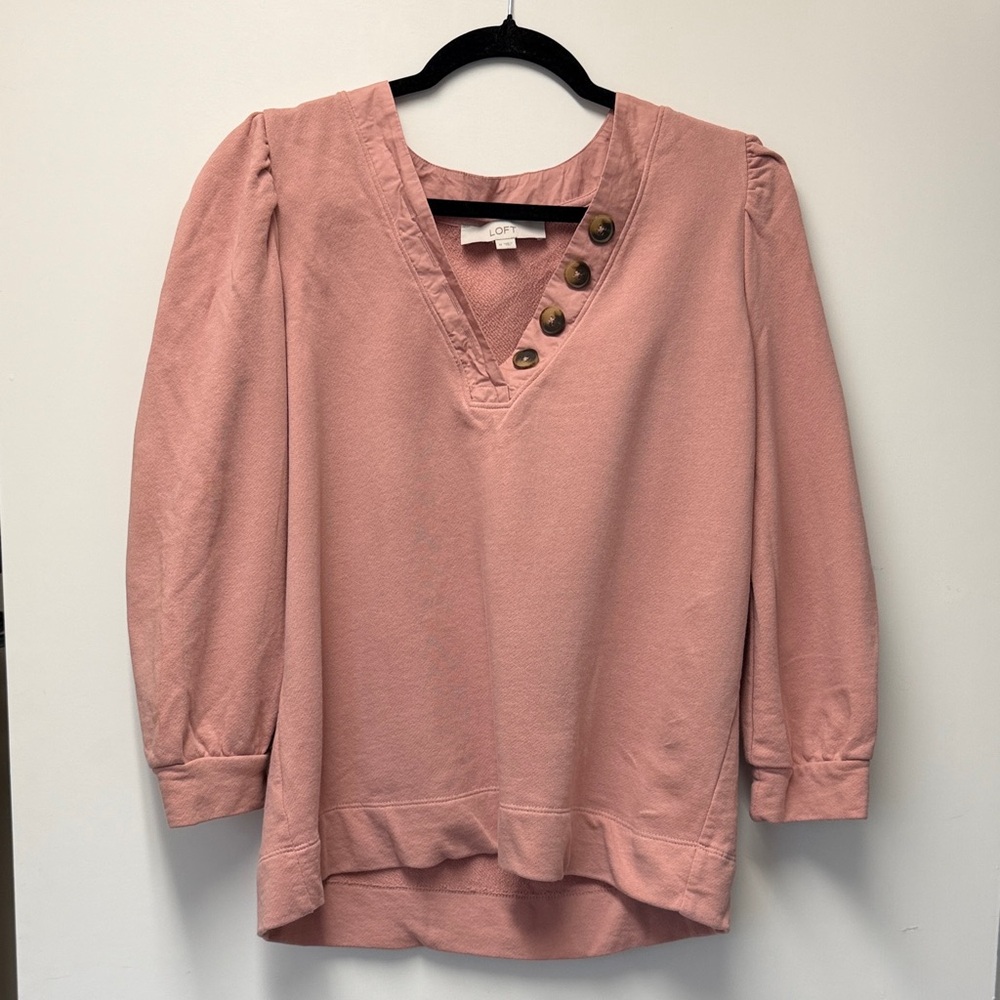 Loft Rose Blouse with Button Accents